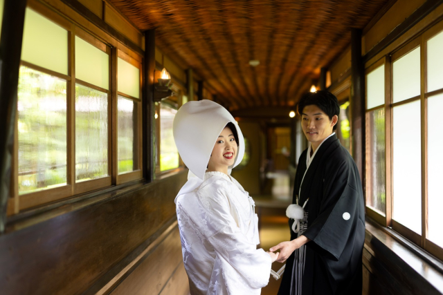料亭 か茂免にて紋服、白無垢レンタル